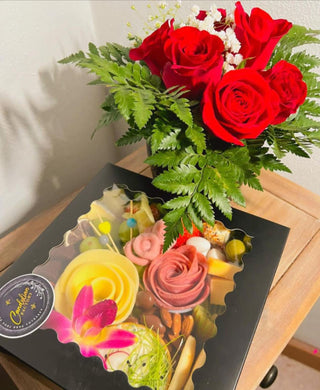 Arreglo de rosas con Charcutería