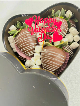 Corazón Sabroso Fresas con chocolate y mini Marshmallow